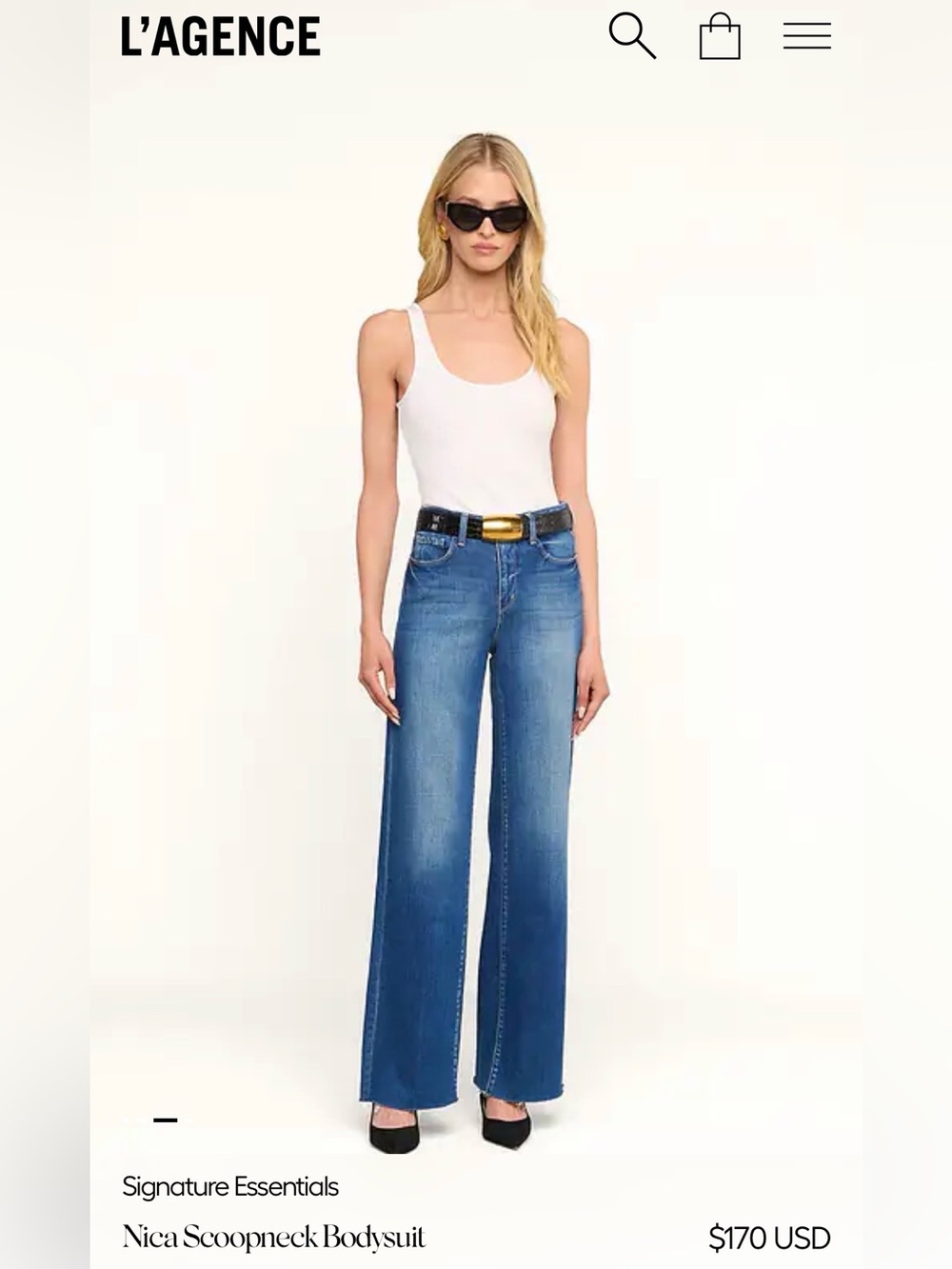 L'AGENCE Nica Scoop Neck Ribbed Bodysuit NWOT